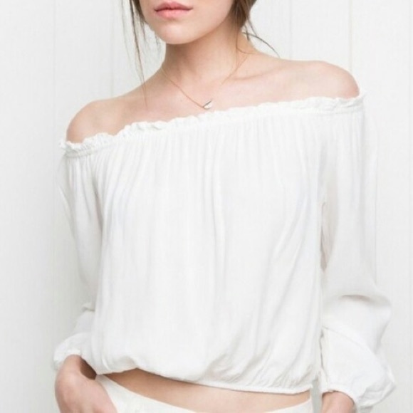 Brandy Melville Tops - brandy melville white off the shoulder long sleeve blouse